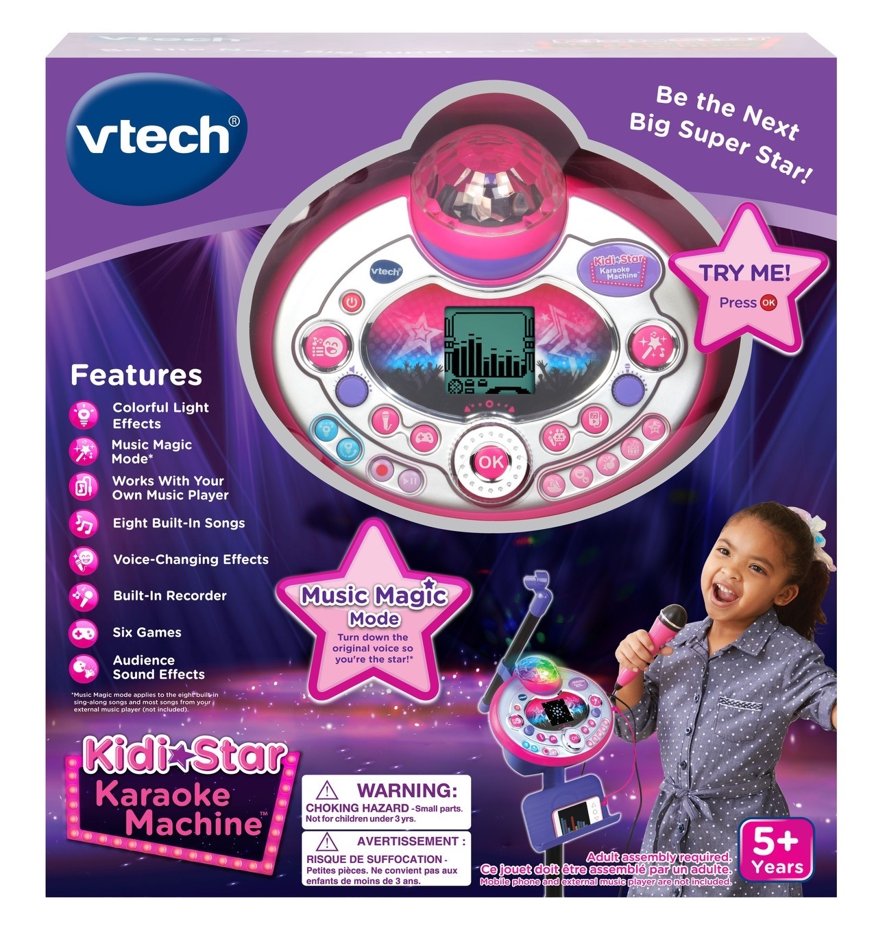 VTech – Kidi SuperStar LightShow rose – Micro Karaoké Enfant