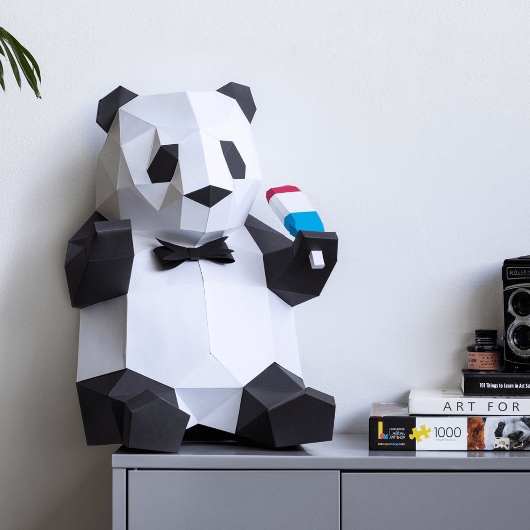 Sculpture 3d en papier - panda